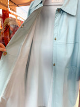 Load image into Gallery viewer, Bonnie Cashin baby blue turnlock coat with attached coin purse pocket