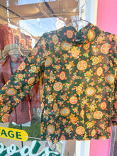 Load image into Gallery viewer, 60s Sheer floral mock turtleneck tunic