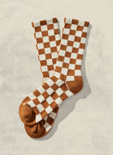 Load image into Gallery viewer, Rust and Cream Checkerboard Socks
