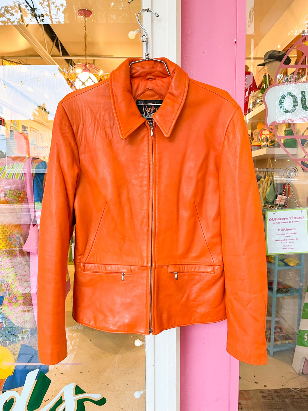 90s butter soft orange leather jacket
