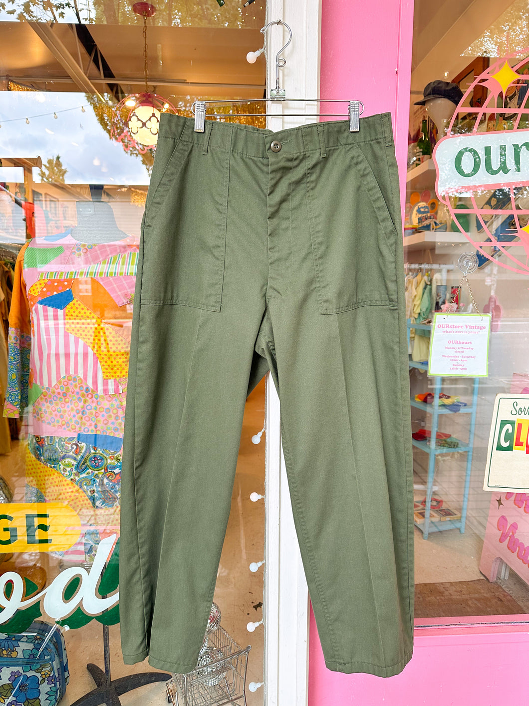 Green military work pants