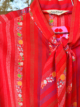 Load image into Gallery viewer, 70s candy red tie blouse
