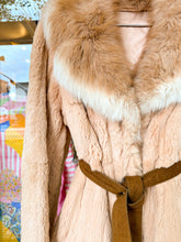 Load image into Gallery viewer, 70s suede belted fur coat
