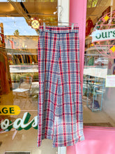 Load image into Gallery viewer, High rise 70s plaid wide leg pants
