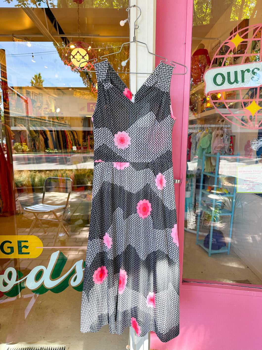 Sheer floral 70s day dress