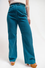 Load image into Gallery viewer, Turquoise Wrangler corduroy flares
