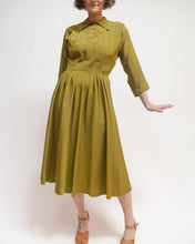 Load image into Gallery viewer, Avocado green 50s cocktail dress
