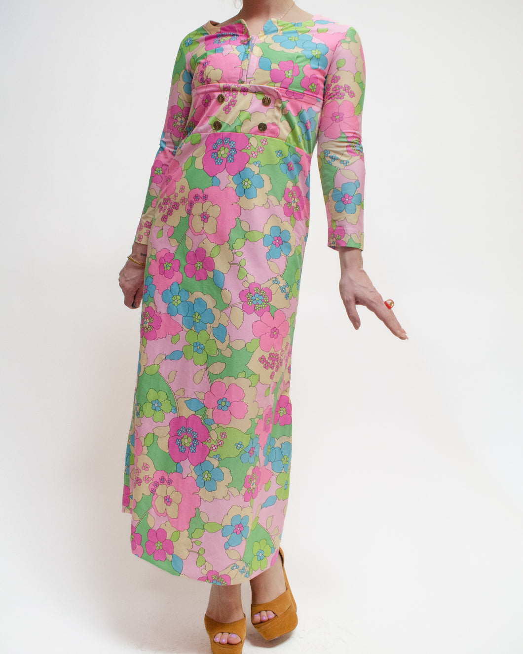 Empire waist floral poly maxi dress