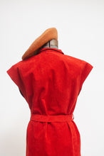 Load image into Gallery viewer, Cherry ultrasuede belted dress
