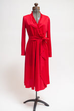Load image into Gallery viewer, 70s cherry red wrap dress with rhinestone
