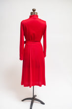 Load image into Gallery viewer, 70s cherry red wrap dress with rhinestone
