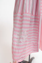 Load image into Gallery viewer, 50s pink stripe day dress with flower appliqué
