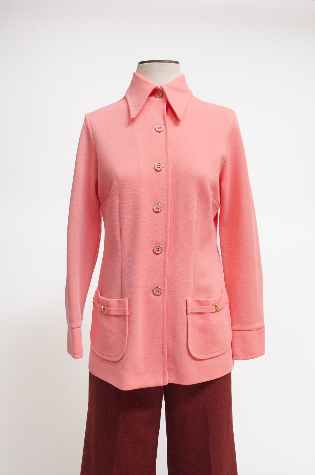 Bubble gum pink 70s leisure suit jacket