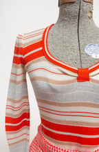 Load image into Gallery viewer, Lurex stripped 70s long sleeve top
