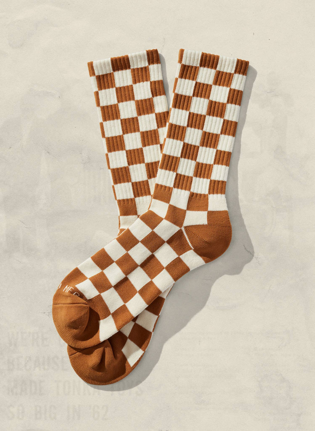 Rust and Cream Checkerboard Socks