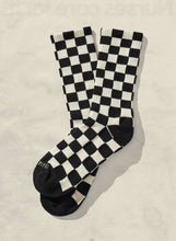 Load image into Gallery viewer, Black and Cream Checkerboard Socks
