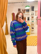 Load image into Gallery viewer, Blue woolen knit ski sweater

