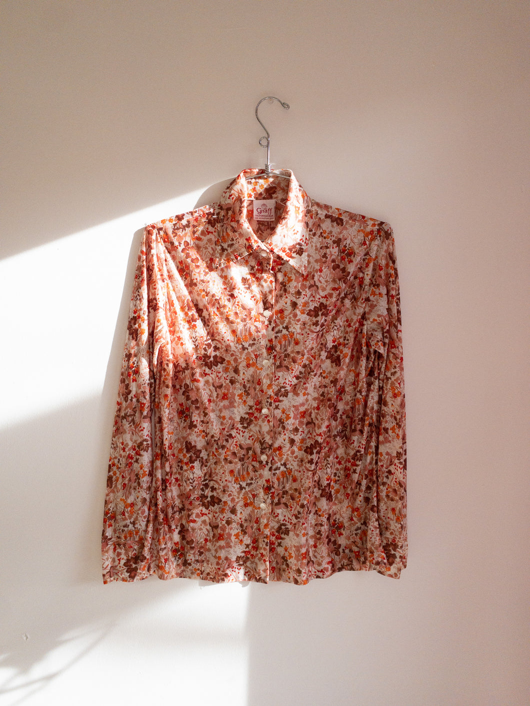 70s winter floral button up