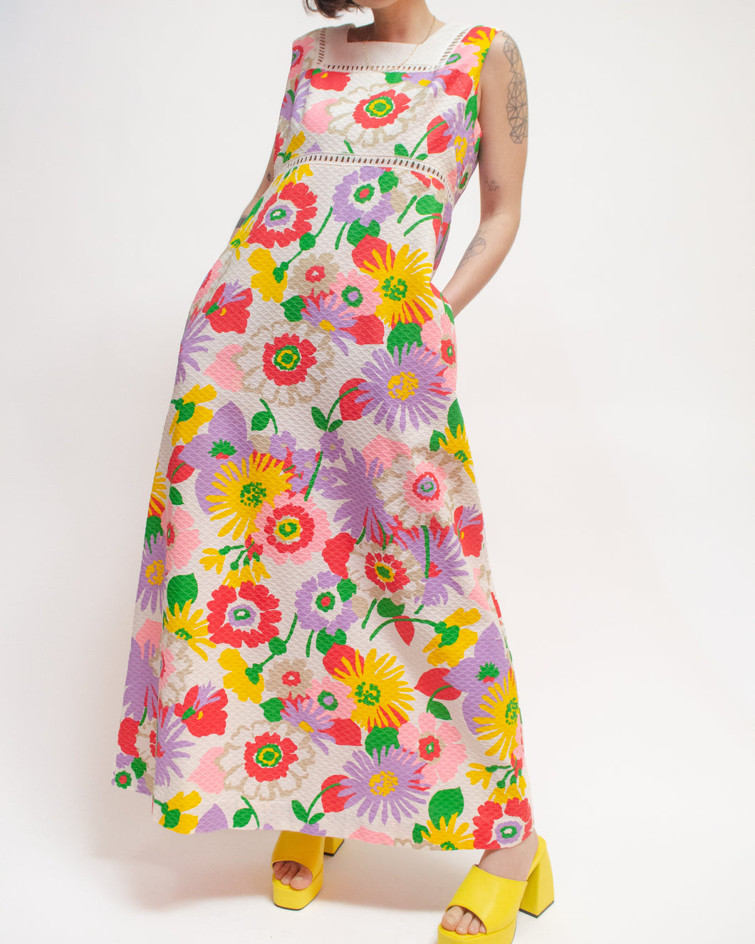60s Floral maxi with eyelet detail