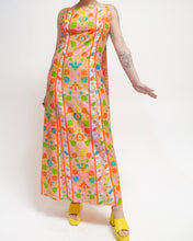 Load image into Gallery viewer, Geo 60s maxi dress with detachable cape
