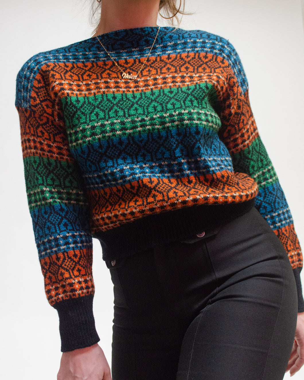 Geo knit crop sweater