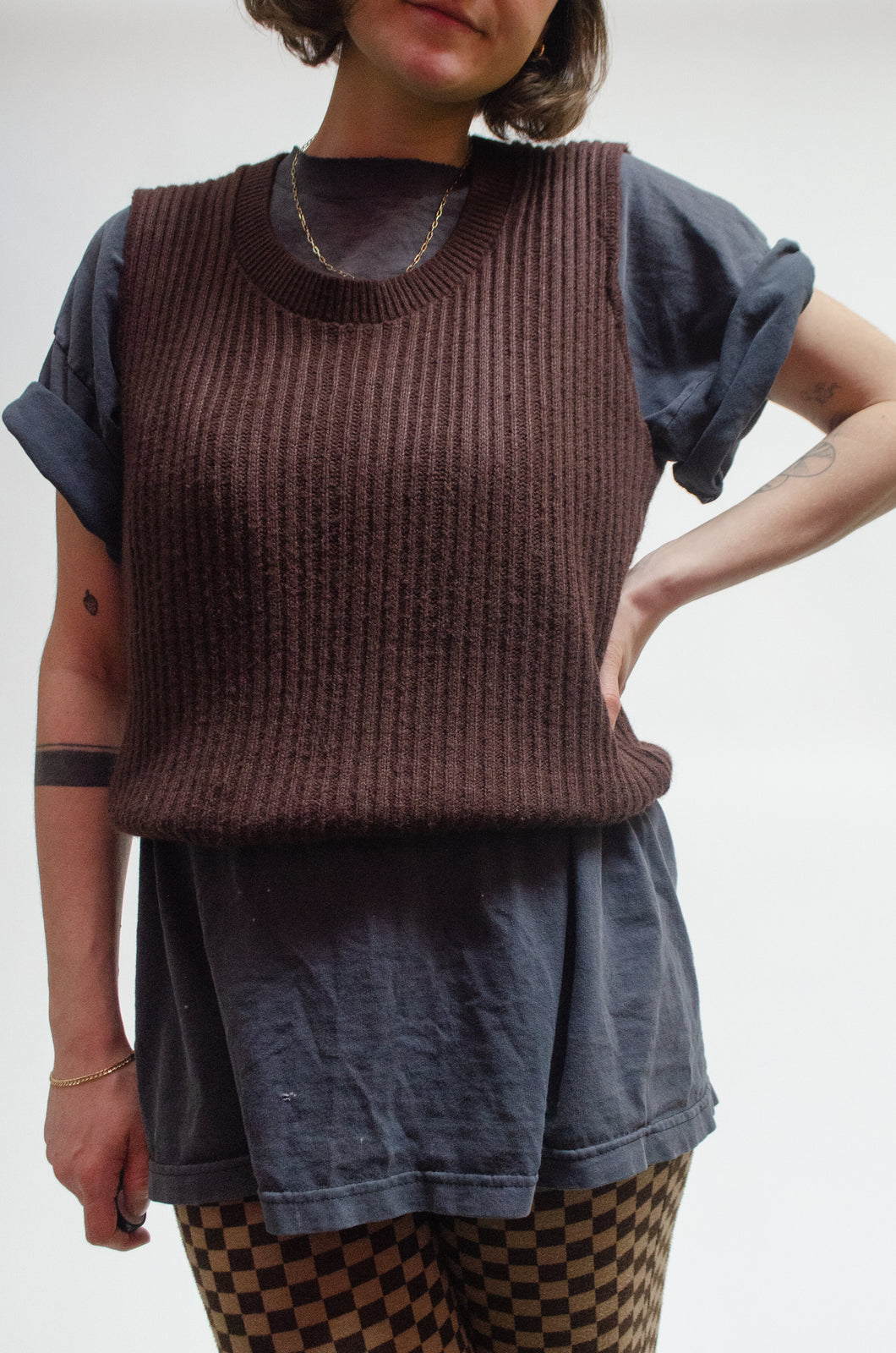 Chocolate brown sweater vest