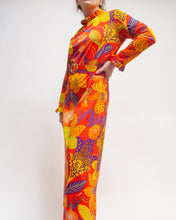 Load image into Gallery viewer, Flower power ruffle neck maxi dress
