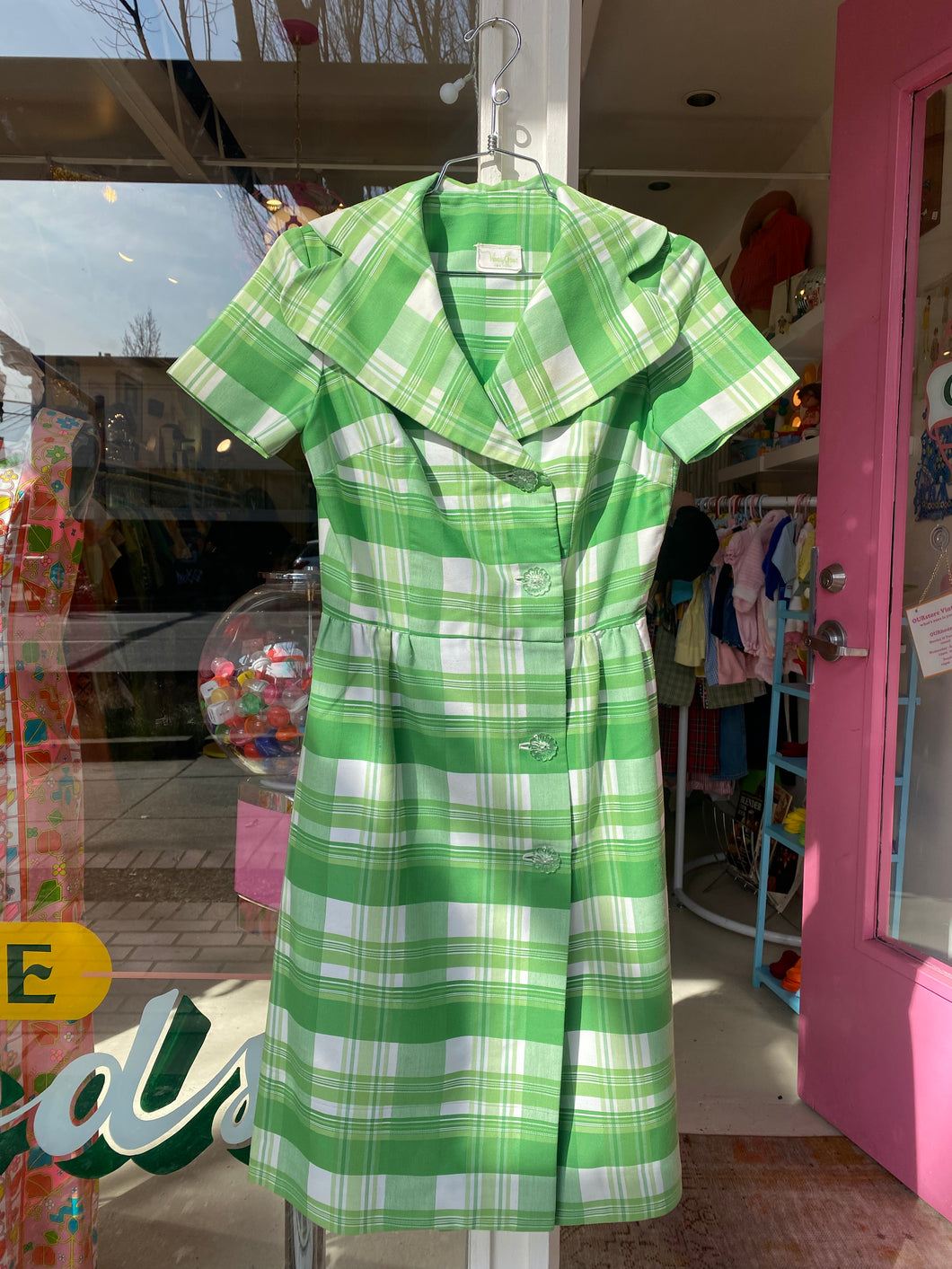 Feelin green plaid afternoon dress